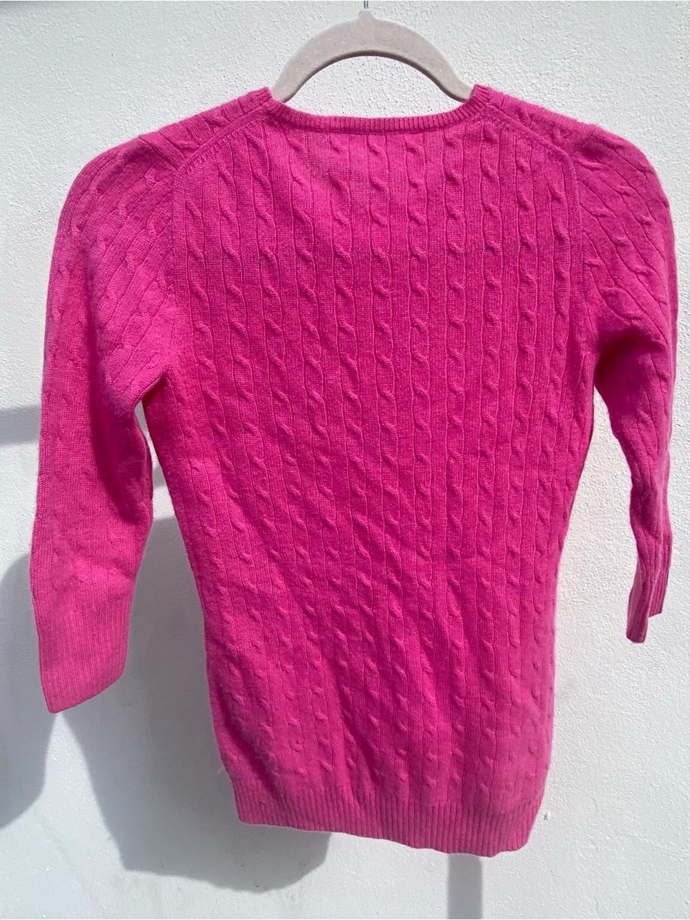 J. Crew 100% Cashemere Pink Cable Knit 3/4 Sleeve Sweater Size XS - Picture 4 of 4